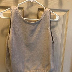 Taupe knit top with bow in back
